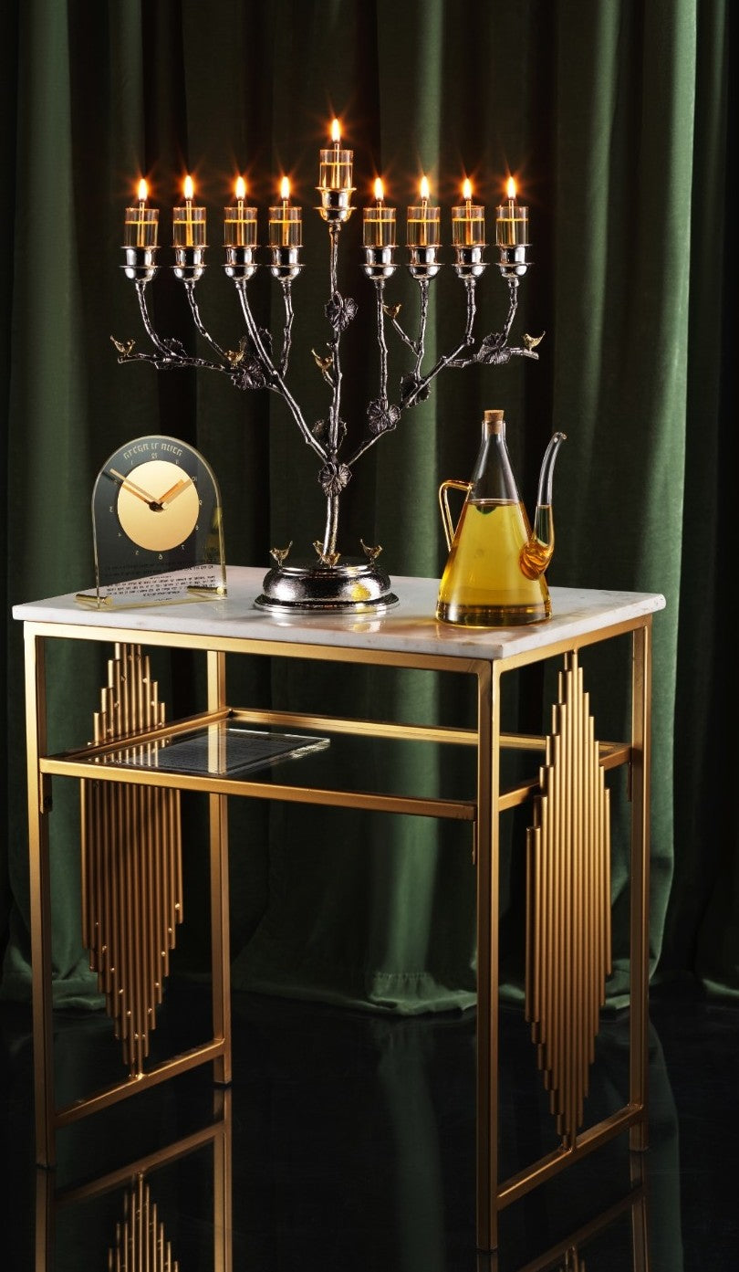 MARBLE TOP END TABLE MED.