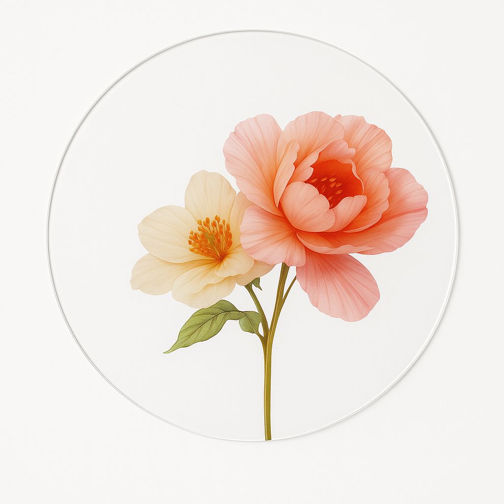 ACRYLIC CHARGER PINK FLOWERS SET OF 4