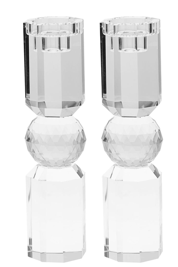 CRYSTAL CANDLE STICK SET 9.25"
