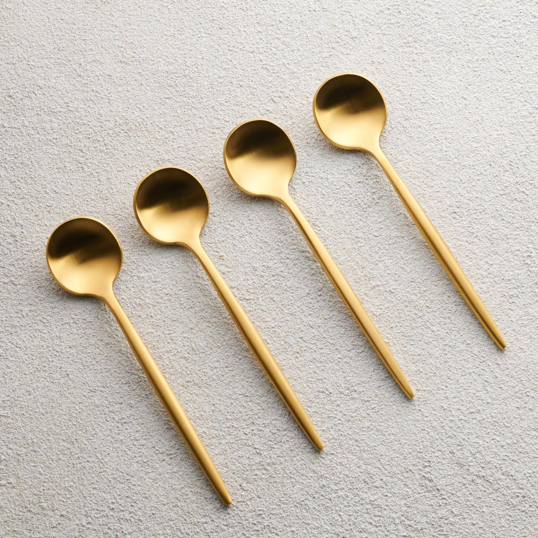 BRUSHED GOLD COFFEE SPOON S/4