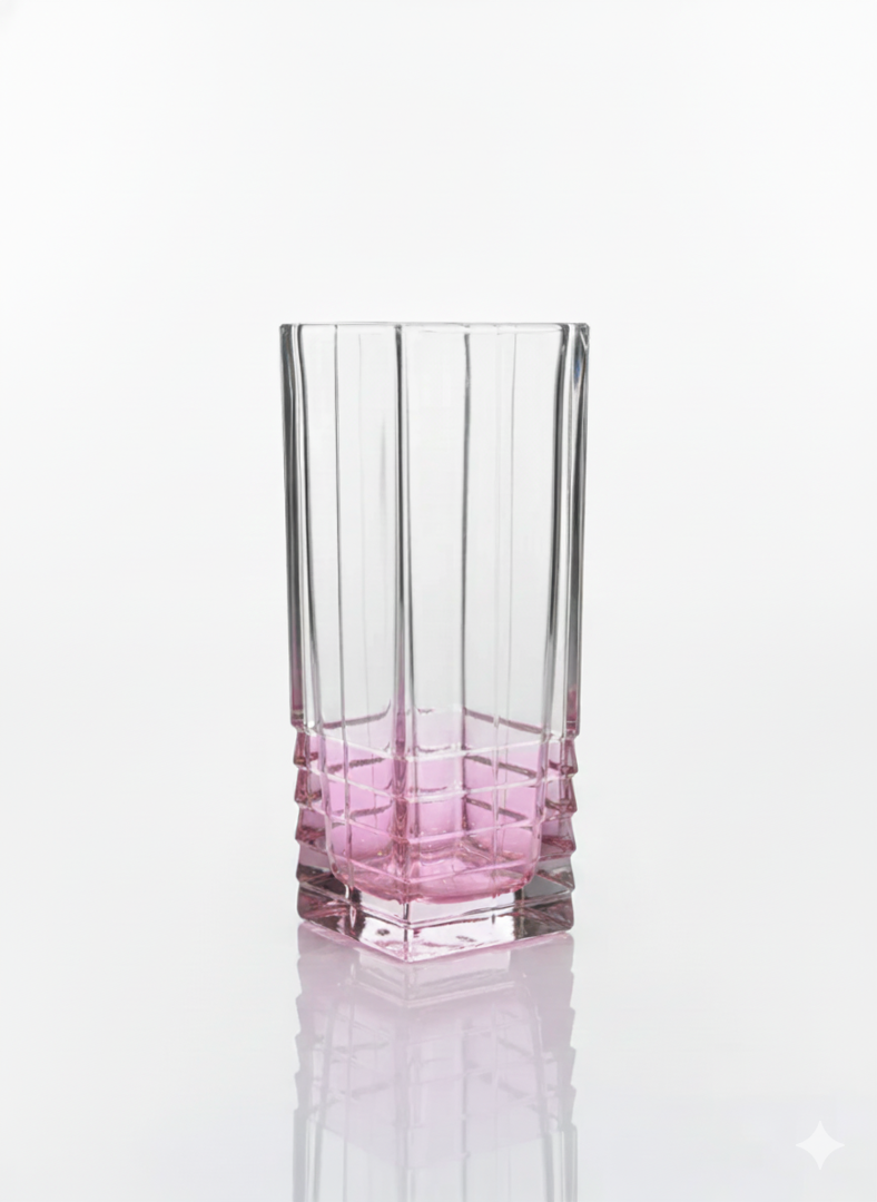 SQUARE VASE DIAMOND CUT PINK