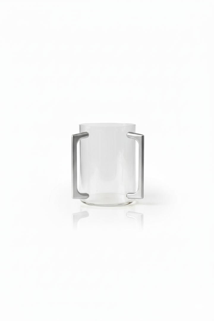 ACRYLIC WASHCUP SILVER METAL HANDLES