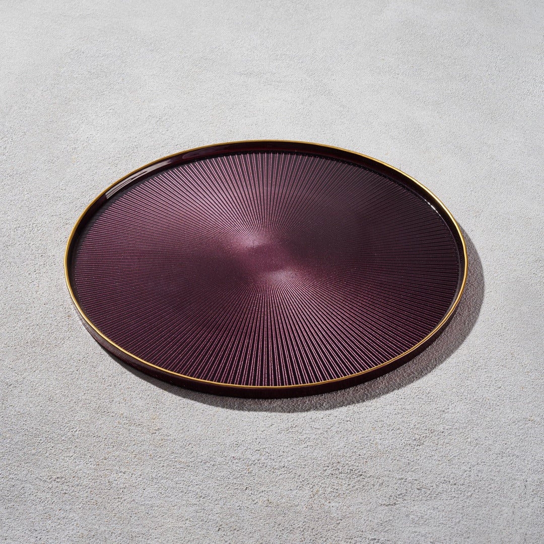 PLUM W/GLD RIM CHARGER