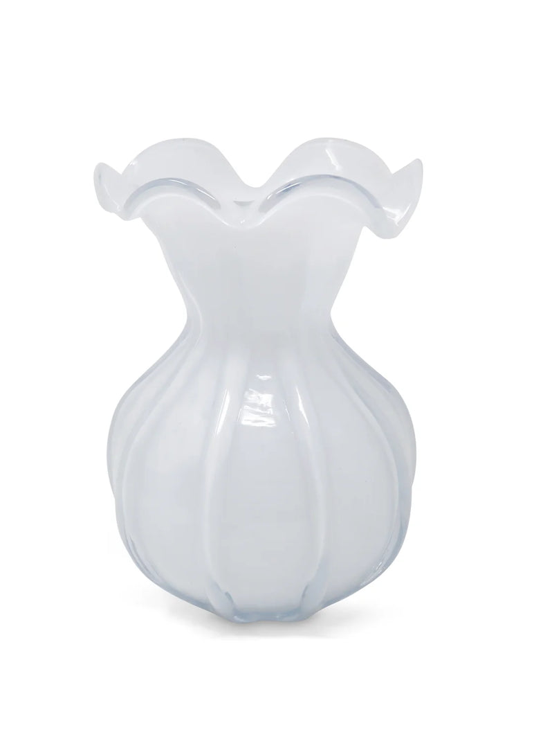 WHT GLASS VASE SM