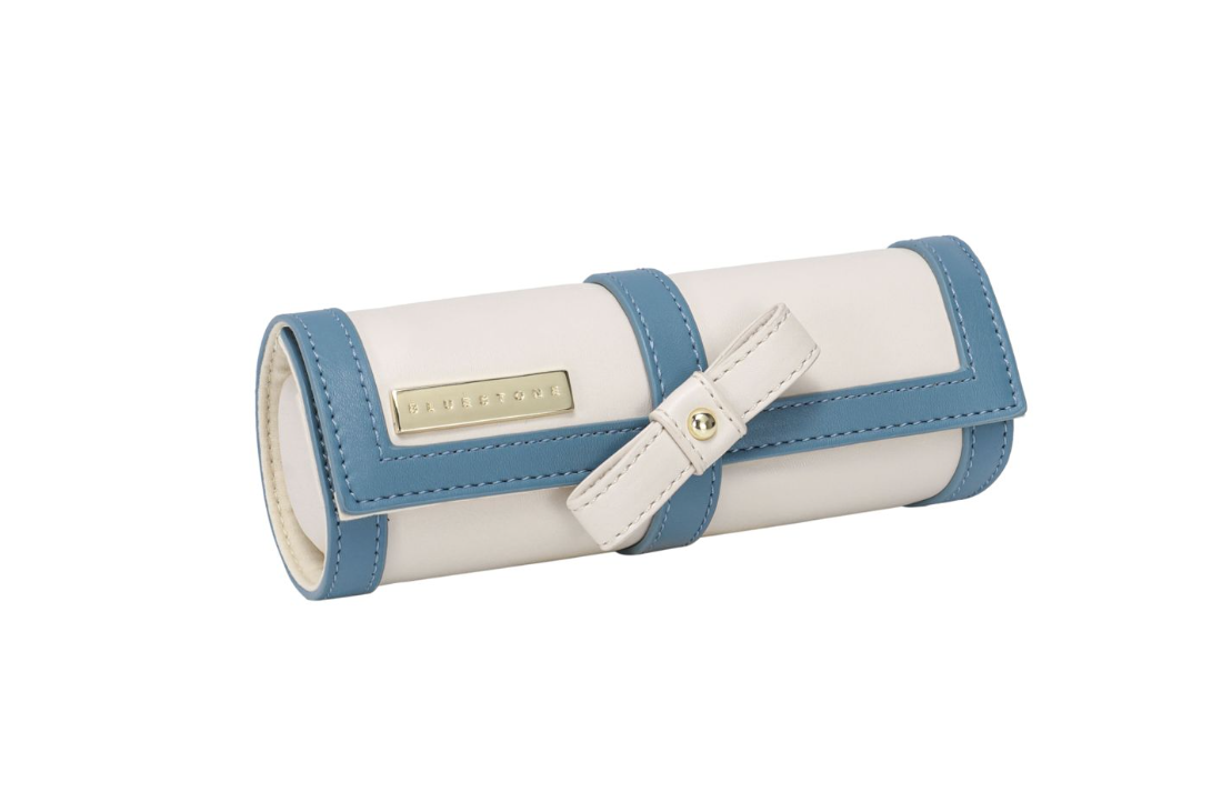 JEWELRY ROLL WHITE BLUE