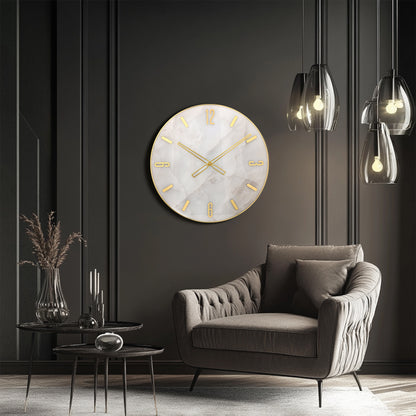 Marble Classic Clock Tempered Glass