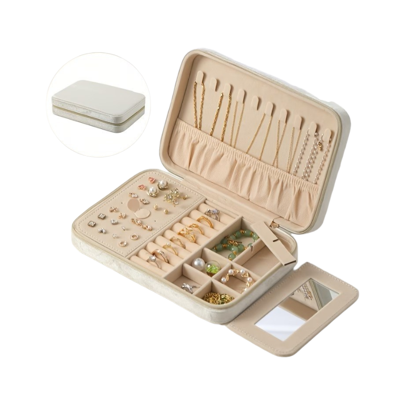 JEWELRY BOX WITH MIRROR WHITE
