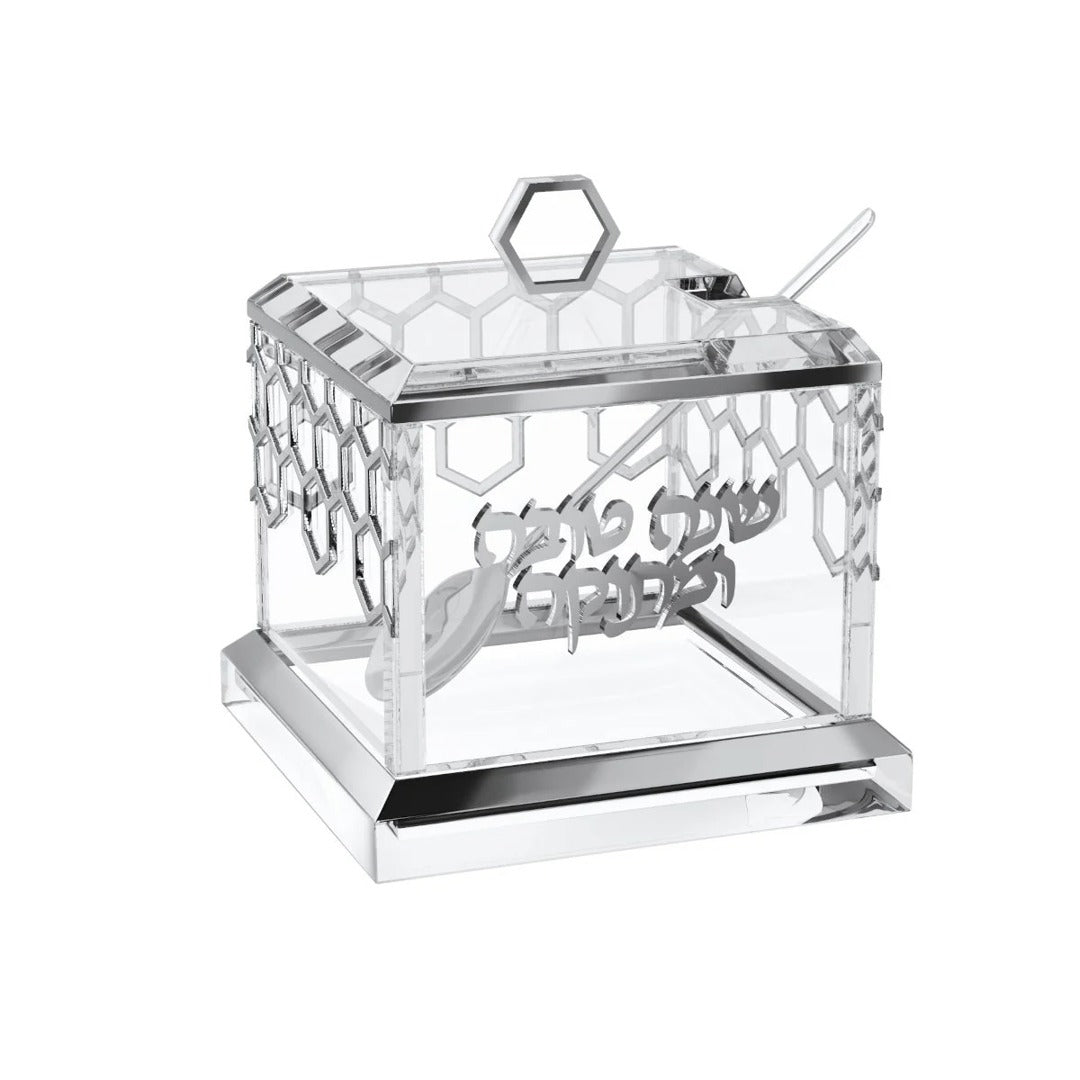 HONEYCOMB HONEY DISH SILVER