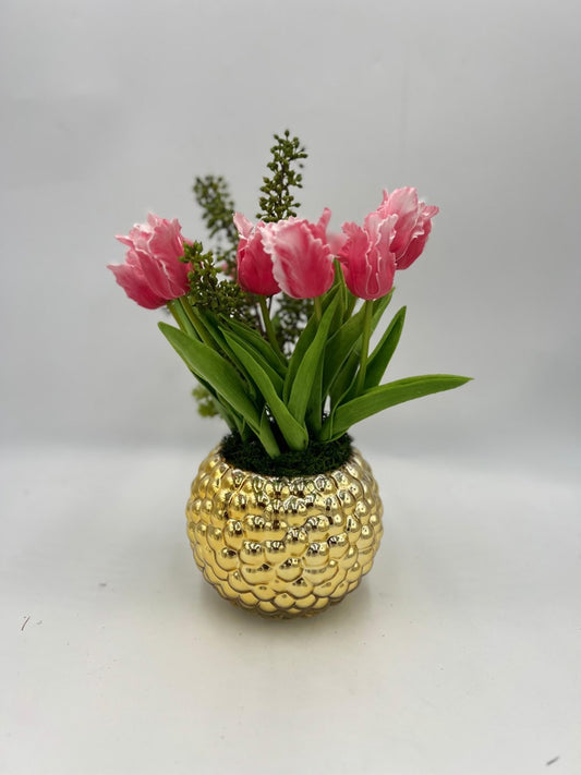 GOLD VASE FLORAL ARRANGEMENT