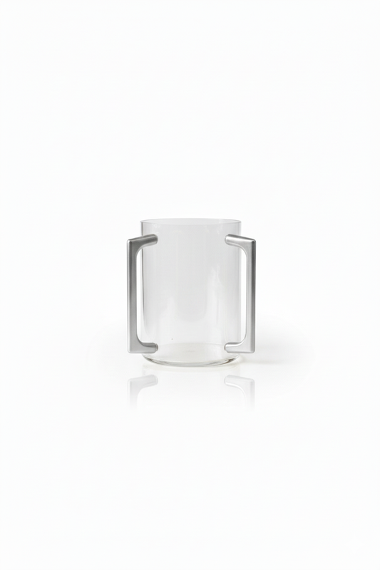 ACRYLIC WASHCUP SILVER METAL HANDLES