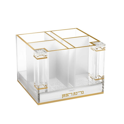 CUTLERY HOLDER W/ SALT & BENCHER SET GLD