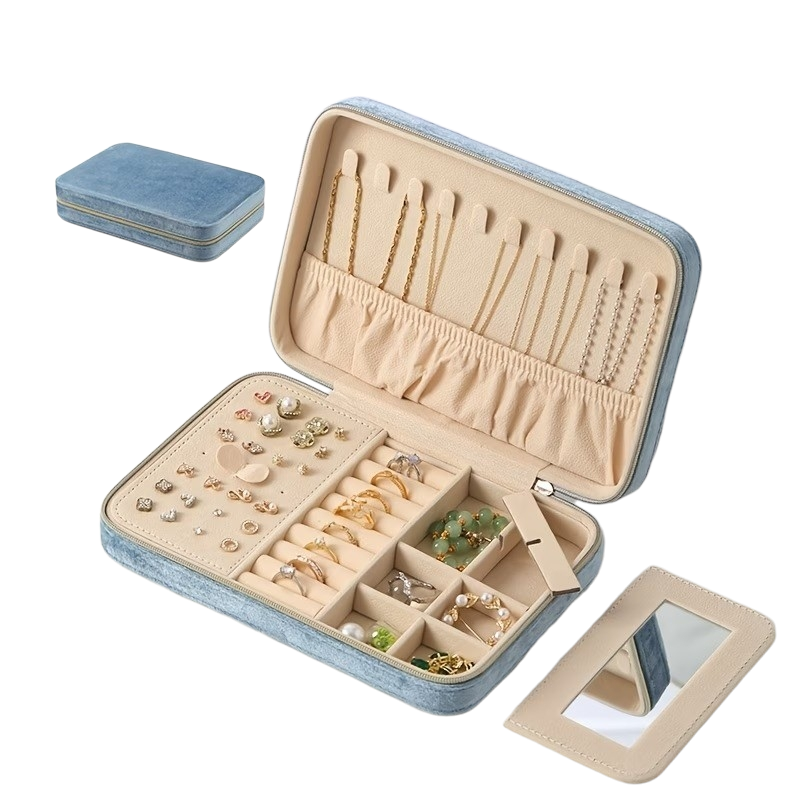 JEWELRY BOX WITH MIRROR BLUE