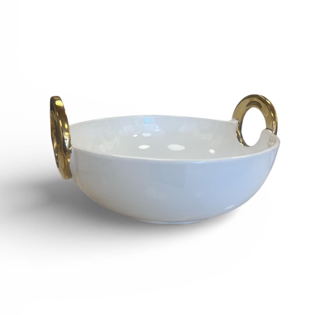 CERAMIC BOWL WITH GOLD HANDLE