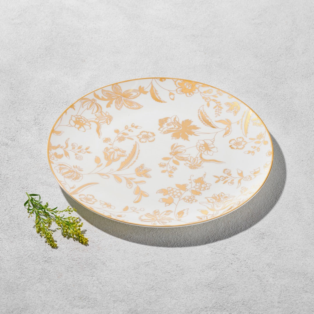 BLOSSOM WHT&GLD FLORAL CHARGER