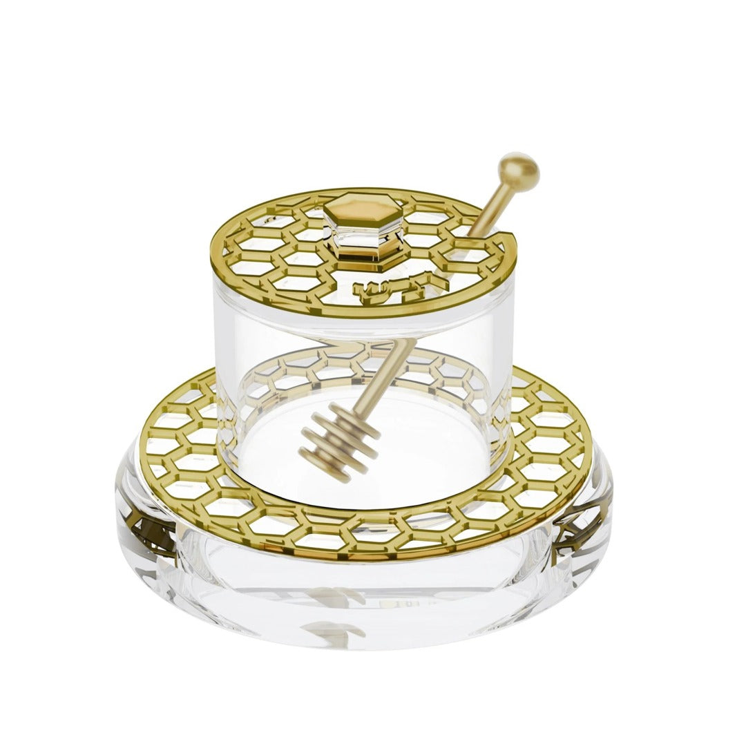 HONEYCOMB HONEY DISH GLD