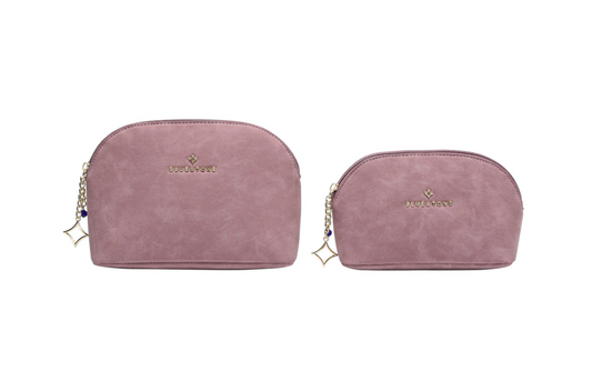 SET OF 2 MAKEUP BAGS MAUVE