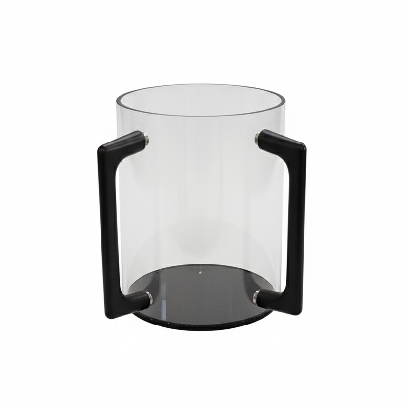 ACRYLIC WASHING CUP BLK WITH BLACK HANDLE