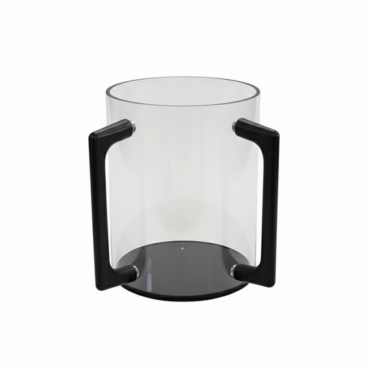 ACRYLIC WASHING CUP BLK WITH BLACK HANDLE