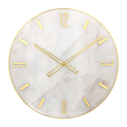 Marble Classic Clock Tempered Glass