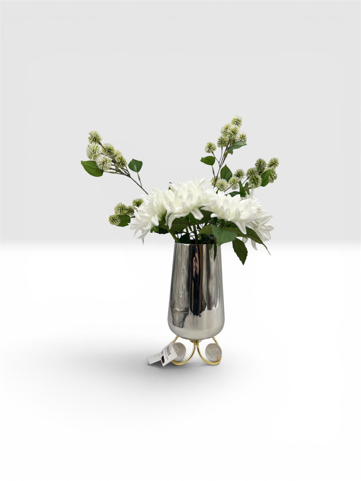 SLVR VASE W/CLR BALL BASE