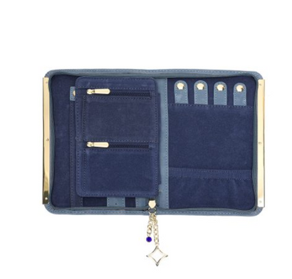 JEWELRY CASE ZIPPERED BLUE