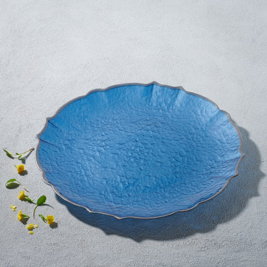 GLASS CHRGR BLUE W/SLVR