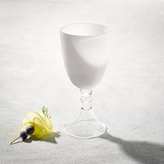 IRIS GOBLET WHITE W/CLEAR STEM SET OF 6