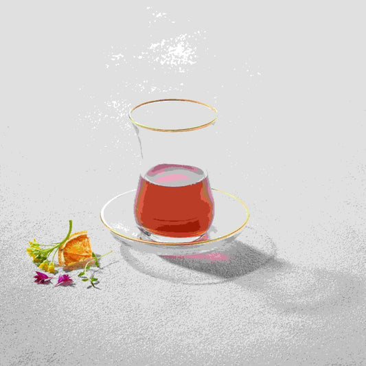 SET OF 6 CUP WITH PLATE GOLD RIM 5.5OZ