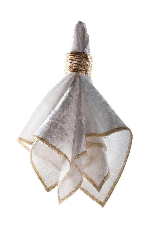 VELOUR NAPKIN WHITE GOLD 6 PK