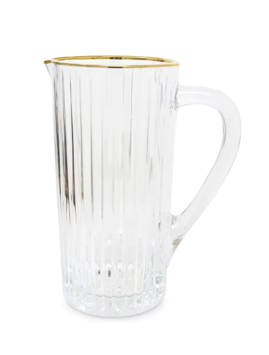 PITCHER W/ LINEAR DESIHN & GLD RIM