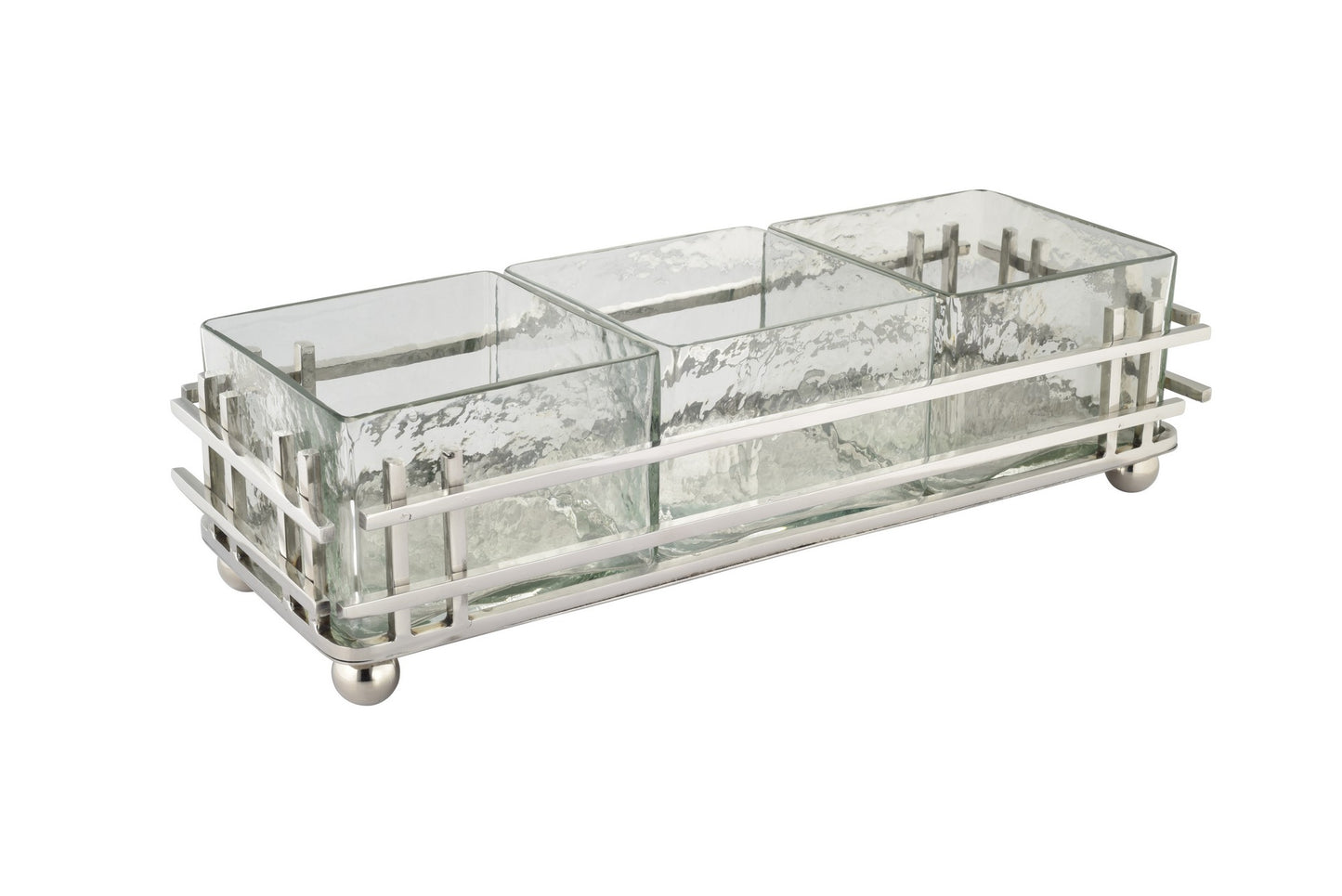 Horizon 3 Glass Rectangle Dish Silver