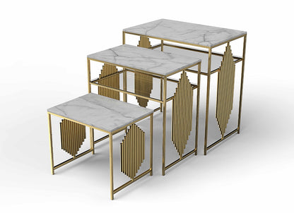 MARBLE TOP END TABLE SMALL