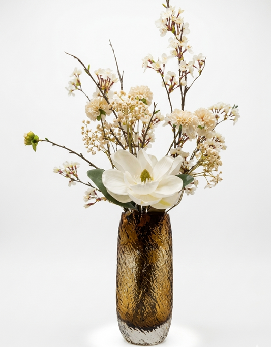 AMBER VASE FLORAL ARRANGEMENT