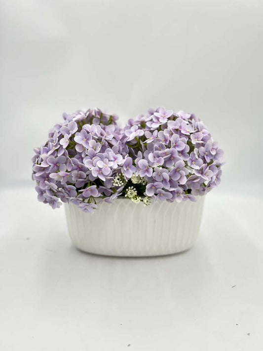 CERAMIC WHT OVAL FLORAL ARRANGEMENT