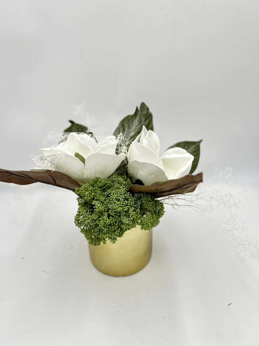 GOLD CYLINDER FLORAL ARRANGEMENT