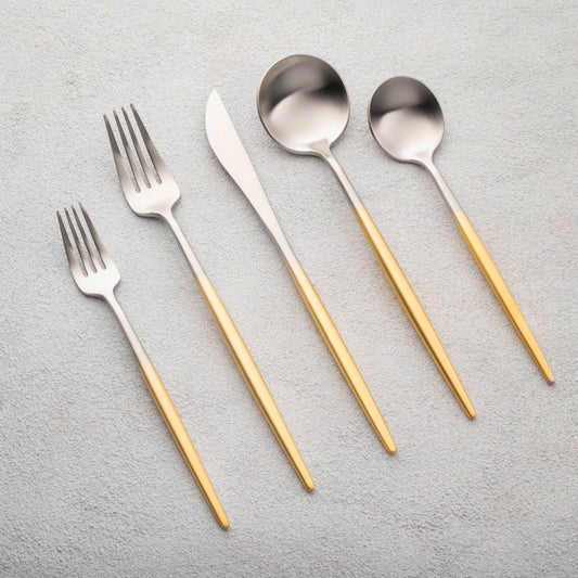 VERA TT BRUSHED SILVER & GOLD 18/10 SET OF 4